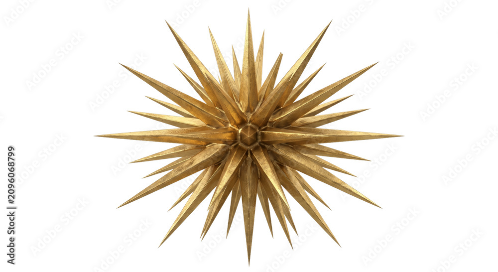 Obraz premium Intricate golden starburst ornament with sharp, radiating points and metallic texture