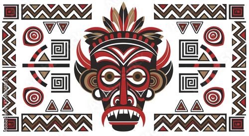 Cuadro en lienzo Tribal Mask with Intricate Patterns and Fierce Expression.