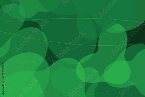Canvastavla Fluid green organic abstract shapes over dark background