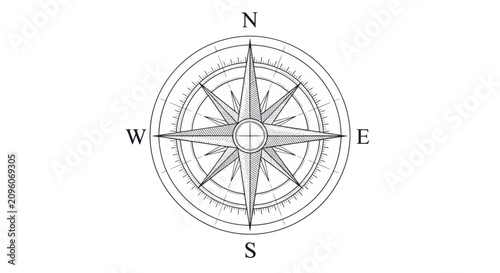 Foto Vintage Style Compass Rose Nautical Navigation Tool.