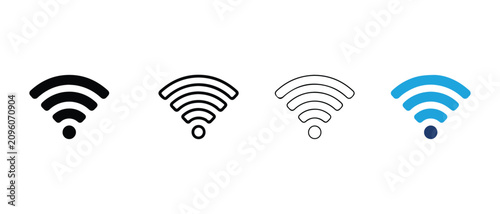 Wifi signal icons in different colors and styles for network connection and internet access  various wireless communication symbols