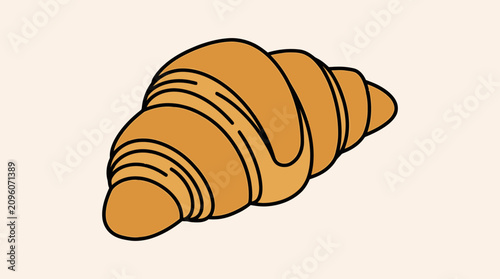 Quadro su tela Hand drawn croissant illustration on a light background