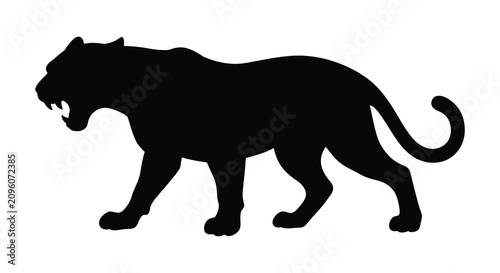 Photos Black Silhouette Of A Crouching Tiger Side View