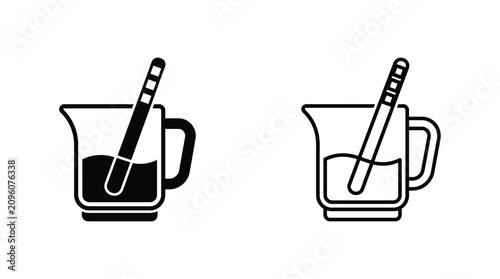 Schilderij op canvas Beaker With Stirring Rod Icon Black Silhouette On White Background