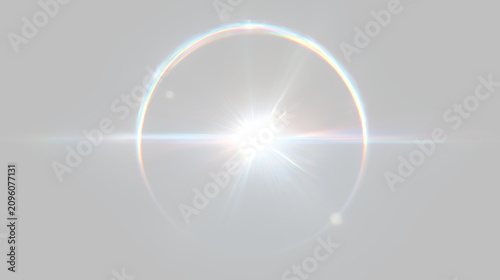 Schilderij op canvas Bright light appears in the center surrounded by a colorful circle and haze with