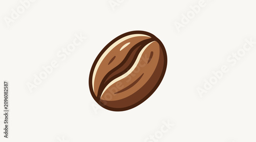 Fotografi A single roasted coffee bean illustrated in a simple flat graphic style