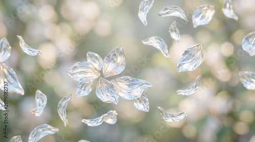 Abstract Crystal Petals Floating in Soft Light