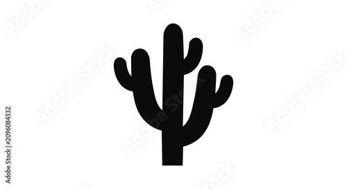 Billede på lærred Cactus Silhouette Icon Black On White Background