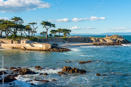 Pacific Grove, California, United States - February 21 2019: Scenic view of Lovers Point Park and coastline in Pacific Grove, California