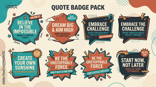 Canvastavla Collection of motivational quote badges.