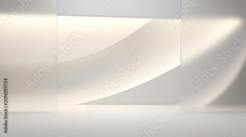 Plakat Minimalist abstract background with soft curves and gradient lighting