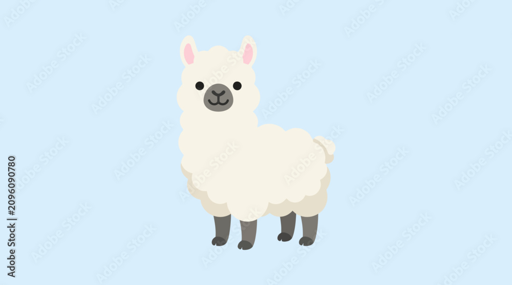 Fototapeta premium A white llama standing alone outdoors.