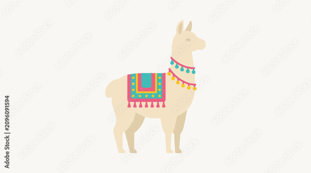 Fototapeta premium A colorful llama with decorative accessories.