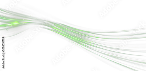 Green light overlay with flowing curved streaks PNG