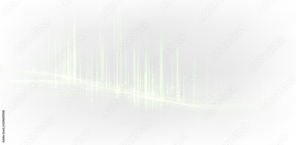 Fototapeta premium Curved green neon lines with glowing sparkle PNG