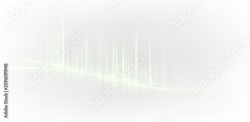Obraz na płótnie Curved green neon lines with glowing sparkle PNG