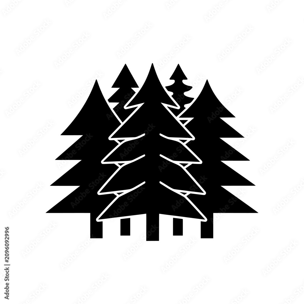 Fototapeta premium Thriving Forest icon featuring a dense and healthy woodland ecosystem with multiple tree layers. Represents biodiversity, environmental conservation, sustainability, natural resources, and ecological 