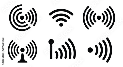 Canvastavla Wireless Signal Icons Flat Vector Illustration On White Background