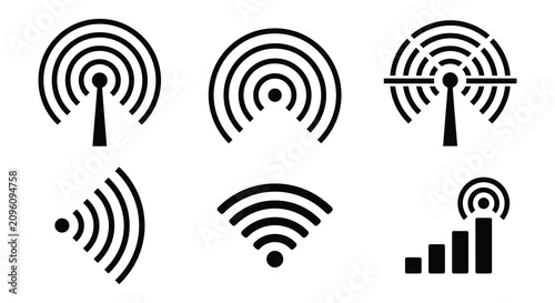 Wireless Signal Icons Flat Vector Illustration On White Background