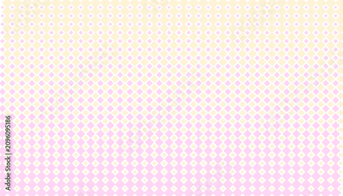 Pastel geometric halftone pattern background. Pink and yellow rhombuses gradient