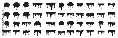 Fotografie Ink drip and blob paint, splatter and splash set