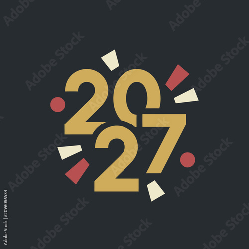 Golden 2027 new year celebration graphic on a dark background