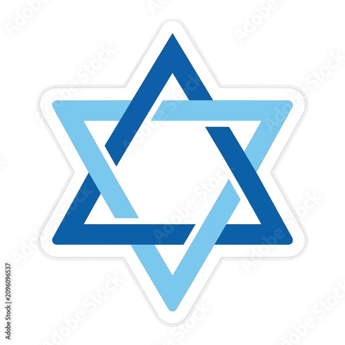 Interlocking blue Star of David sticker icon representing Jewish culture and faith