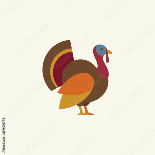 Stylized vector illustration of a Thanksgiving turkey on a plain background
