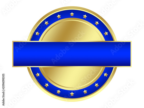Fotografía Blue gold luxury circle badge star label emblem elements isolated on white backg