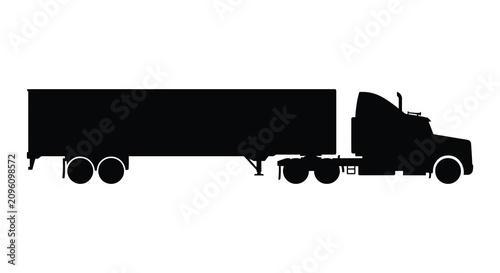 Tableau sur toile Semi truck Silhouette Against White Background semi truck