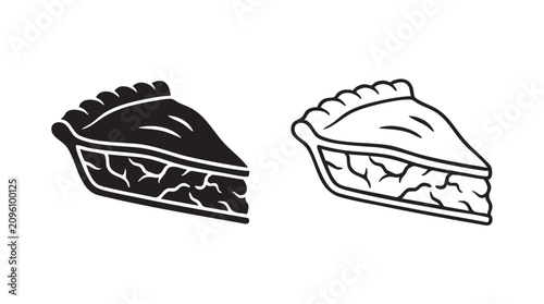 Tableau sur toile pie slices with crust details in black and white featuring slice, dessert, baked