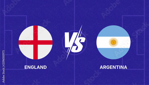 Konstfotografi England vs Argentina international football championship match editable graphic template