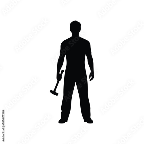 Full length of silhouette man with hammer