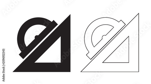 Εκτύπωση καμβά protractor and set square geometric design featuring tool, engineering, drafting
