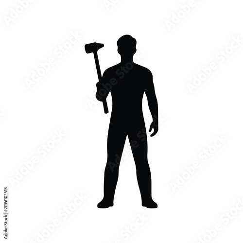 Full length of silhouette man with hammer