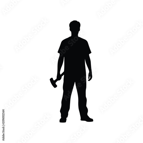 Full length of silhouette man with hammer