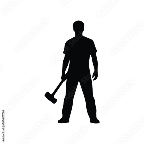 Full length of silhouette man with hammer
