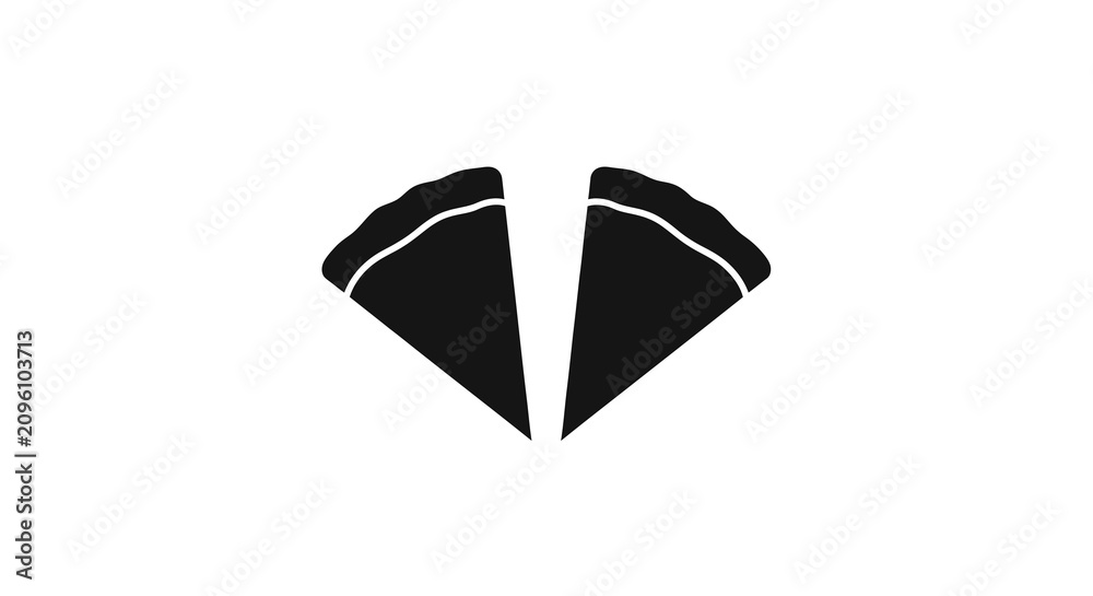 Fototapeta premium Two Pizza Slices With Crusts Black Silhouette