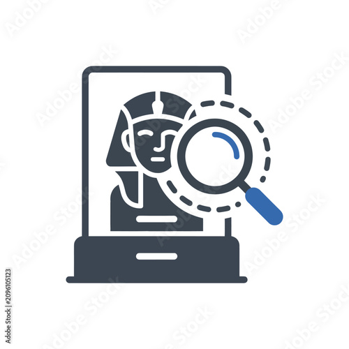 Photos Magnifying glass on a laptop screen.