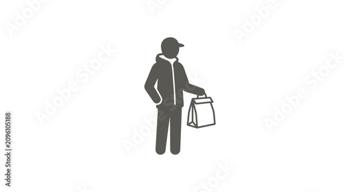 Bild auf Leinwand Man holding a bag standing alone.