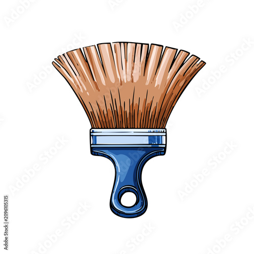 Artist's Bristle Paintbrush with Blue Handle for Artistic Creation and Home Improvement Projects