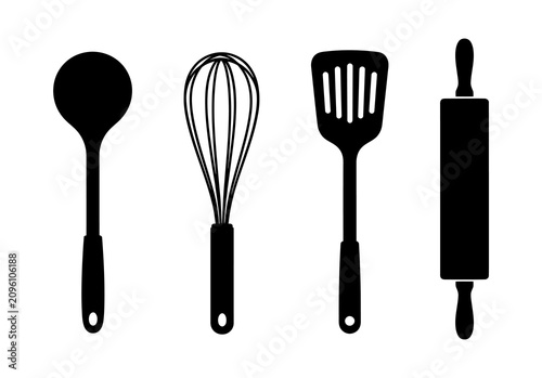 Fotografie Kitchen utensil graphic icon set