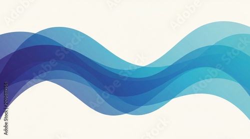 Abstract blue wavy lines on white background, modern fluid design element