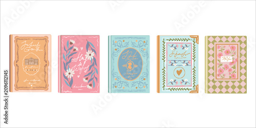 Foto Vector illustration of a set of beautiful book covers