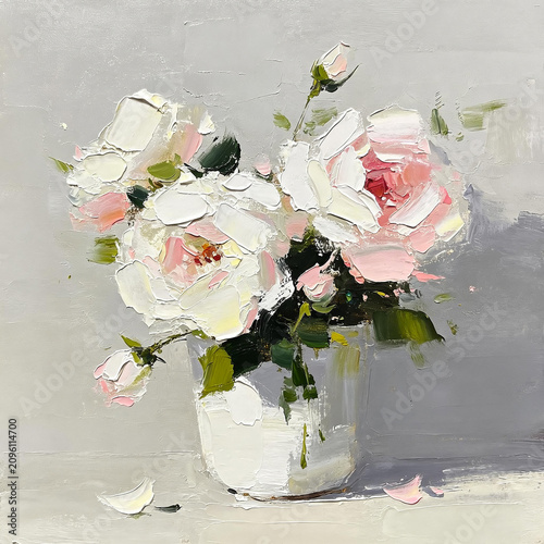 Modern Expressive Impasto Floral Oil Painting
