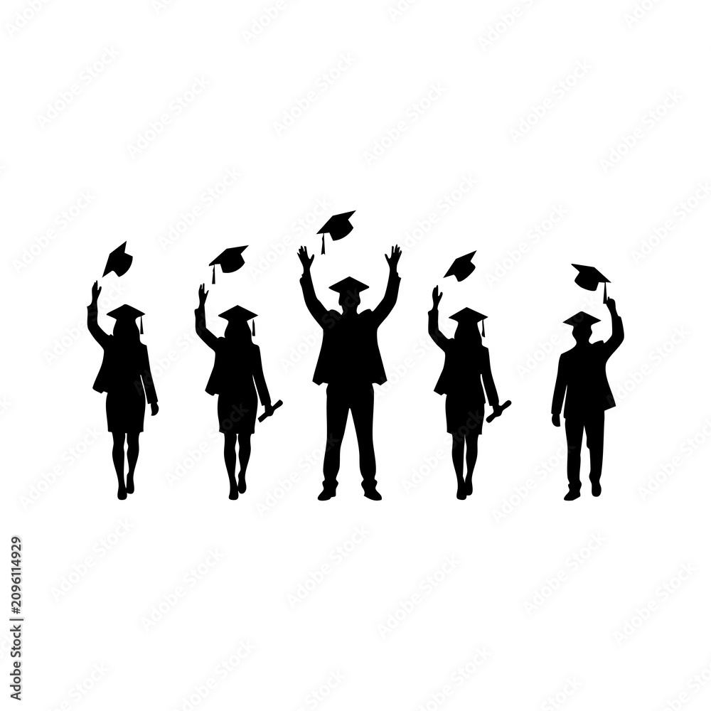 Fototapeta premium Vector silhouette of a graduating student