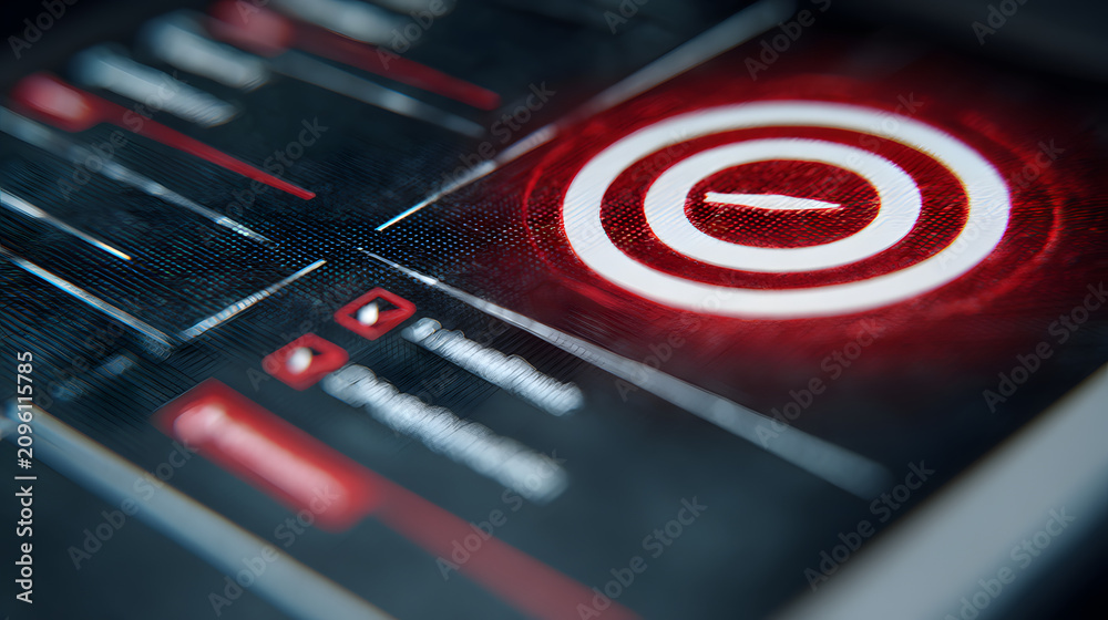 Obraz premium Close up of a digital target icon on a touchscreen interface isolated on transparent background