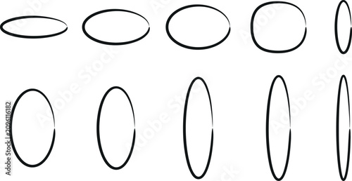 Foto Collection of ten oval and elliptical shapes in various orientations