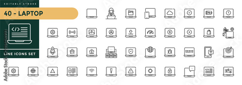 Tableau sur toile A collection of Laptop icons set with editable stroke