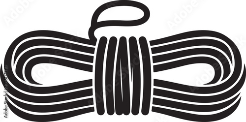 Mountain Climbing Rope Black Silhouette Isolated on White Background
